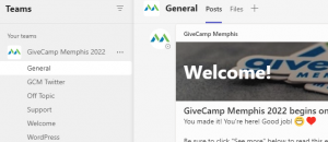 GiveCamp Memphis 2022 Microsoft Teams Screenshot
